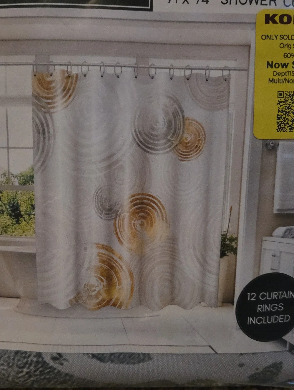 Americanflat Gold and Gray Pinning Shower Curtain